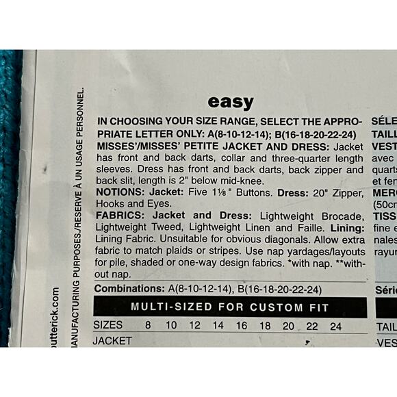 Butterick Sewing pattern 4817 dress jacket size 16 18 20 22 24 - Picture 4 of 8